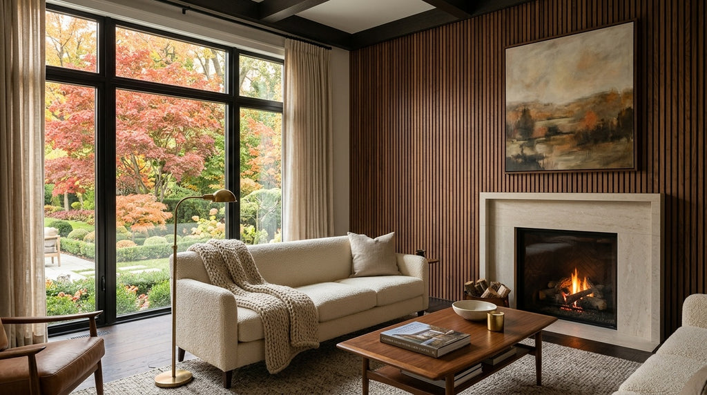 Bridle Path XL Walnut Acoustic Wall Panel — 270 × 110 cm