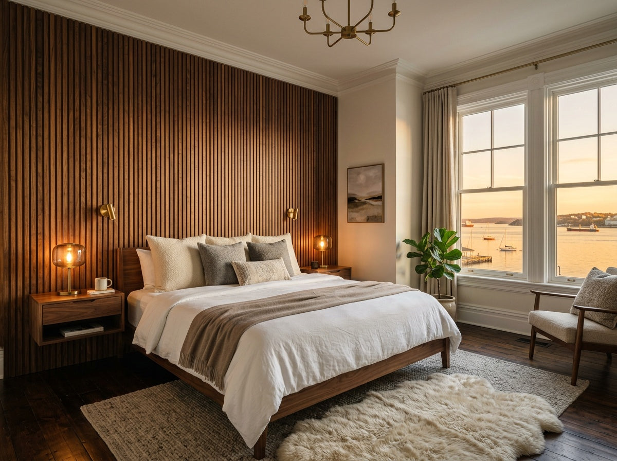 Bridle Path XL Walnut Acoustic Wall Panel — 270 × 110 cm