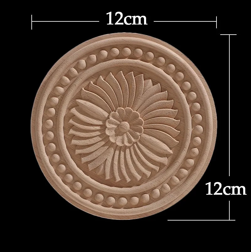 Wood Figurines Wood Frame Wood Applique Onlay Wood Decal Classical Exquisite Antique Floral Leaves Wooden Home Decoration Walls