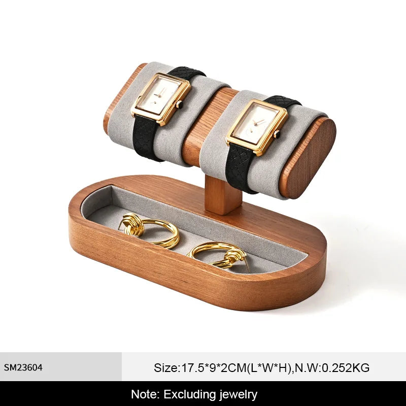 WoodTen Solid Wood Watches Display Stands Base Watch Necklace Bracelet Organizer Rack Bangle Scrunchie Headband Showcase Stands
