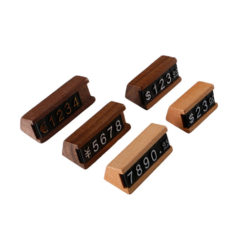 Wood Adjustable Number Letter Price Label Commodity, Wine, Tea, Beauty Products Display Plate Price Cube Tags