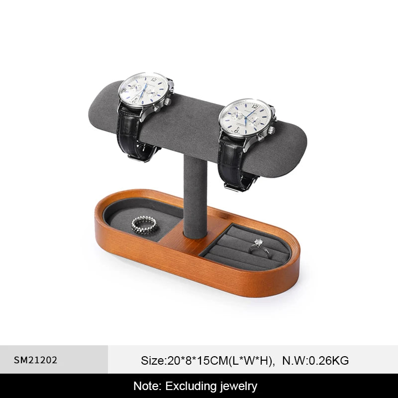 WoodTen Solid Wood Watches Display Stands Base Watch Necklace Bracelet Organizer Rack Bangle Scrunchie Headband Showcase Stands