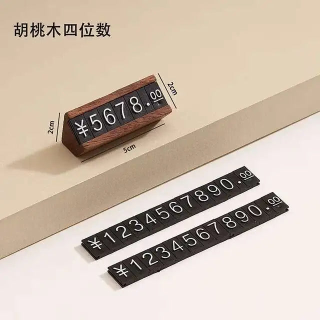 Wood Adjustable Number Letter Price Label Commodity, Wine, Tea, Beauty Products Display Plate Price Cube Tags